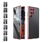 Beyonddraw Magnetic Tempered Glass Double-Sided Phone Case, Fully Protect Screen HD and Privacy, for Samsung S25, S24, S23, S22, S21 Series (S24FE,Red/Privacy)