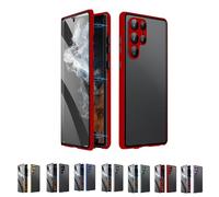 Beyonddraw Privacy Magnetic Tempered Glass Double-Sided Phone Case for Samsung, Beyond Draw Phone Case, Anti-Peeping Magnetic Tempered Glass Double-Sided Phone for S21-25 (S24,RedPC)