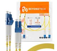 BEYONDTECH Cable de fibra óptica LC a LC OS1 Monomodo Duplex (1 Metro - 2 Unidades) - Latiguillo Doble Fibra Óptica UPC/UPC - 9/125 (LSZH)
