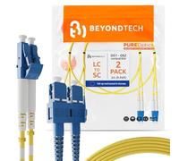 BEYONDTECH Cable de fibra óptica LC a SC OS1 Monomodo Duplex (3 Metros - 2 Unidades) - Latiguillo Doble Fibra Óptica UPC/UPC - 9/125 (LSZH)
