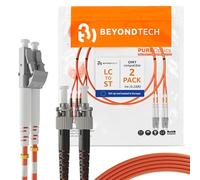 BEYONDTECH Cable de fibra óptica LC a ST OM1 Multimodo Duplex (1 Metro - 2 Unidades) - Latiguillo Doble Fibra Óptica UPC/UPC - 62.5/125 (LSZH)