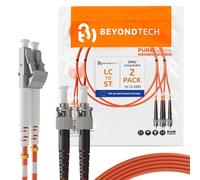 BEYONDTECH Cable de fibra óptica LC a ST OM2 Multimodo Duplex (1 Metro - 2 Unidades) - Latiguillo Doble Fibra Óptica UPC/UPC - 50/125 (LSZH)