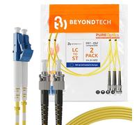 BEYONDTECH Cable de fibra óptica LC a ST OS1 Monomodo Duplex (2 Metros - 2 Unidades) - Latiguillo Doble Fibra Óptica UPC/UPC - 9/125 (LSZH)