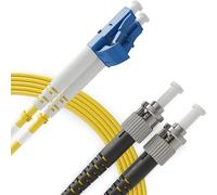 BEYONDTECH Cable de fibra óptica LC a ST OS1 Monomodo Duplex (9 Metros - 1 Unidad) - Latiguillo Doble Fibra Óptica UPC/UPC - 9/125 (LSZH)