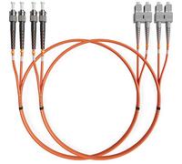 BEYONDTECH Cable de fibra óptica SC a ST OM1 Multimodo Duplex (5 Metros - 2 Unidades) - Latiguillo Doble Fibra Óptica UPC/UPC - 62.5/125 (LSZH)