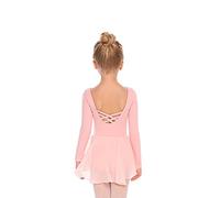 Beyove Ropa de Ballet Niñas Vestido de Ballet de Algodón sin Espalda Leotardo de Ballet Leotardo de Ballet de Manga Larga Vestido de Baile Cuerpo de Baile niños con Falda de Gasa Tutú Rosa 130