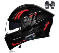 Beyswage Casco Modular Moto Bluetooth con Doble Visera, con Micrófono para Respuesta Automática Casco de Moto Homologado ECE Adecuado para Hombre Mujer Adulto Capacete Moto M-XXL(55-62CM)