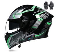 Beyswage Casco Modular Moto Bluetooth con Doble Visera, con Micrófono para Respuesta Automática Casco de Moto Homologado ECE Adecuado para Hombre Mujer Adulto Capacete Moto M-XXL(55-62CM)