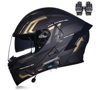 Beyswage Casco Modular Moto Bluetooth con Doble Visera, con Micrófono para Respuesta Automática Casco de Moto Homologado ECE Adecuado para Hombre Mujer Adulto Capacete Moto M-XXL(55-62CM)