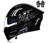Beyswage Casco Modular Moto Bluetooth con Doble Visera, con Micrófono para Respuesta Automática Casco de Moto Homologado ECE Adecuado para Hombre Mujer Adulto Capacete Moto M-XXL(55-62CM)