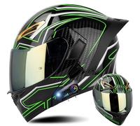 Beyswage Modular Bluetooth Integrado Casco Moto, Casco Abatible con Doble Visera, ECE Homologado, Casco Modular Integrado para Adultos, Verde