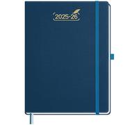 BEZEND Agenda 2026 Semana Vista 21 x 28 cm, 18 Meses Agenda Escolar de Jul.25 a Dic.26, A4 Planificador Semanal con Doble Horario, Tapa Dura Cuero PU - Azul Prusia