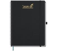 BEZEND Agenda 2026 Semana Vista 21 x 28 cm, 18 Meses Agenda Escolar en Espiral de Jul.25 a Dic.26, A4 Planificador Semanal con Doble Horario, Tapa Blanda Cuero PU - Negro