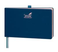 BEZEND Agenda 2026 Semana Vista 23 x 14 cm - Agenda Semanal, Formato Horizontal con Horario Vertical, Borde de Oro Rosa, Tapa Dura en Cuero PU, Azul Prusia