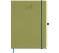 BEZEND Agenda 2026 Semana Vista A4 Vertical 21 x 28 cm, Agenda Semanal, 12 Meses de Ene a Dic 2026 - Intervalos de 30 Minutos, Tapa Dura en Cuero PU, Kiwi