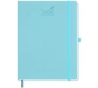 BEZEND Agenda 2026 Semana Vista A4 Vertical 21 x 28 cm, Agenda Semanal, 12 Meses de Ene a Dic 2026 - Intervalos de 30 Minutos, Tapa Dura en Cuero PU, Azul Celeste