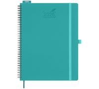 BEZEND Agenda 2026 Semana Vista A4 Vertical 21 x 28 cm, Agenda Semanal en Espiral, 12 Meses de Ene a Dic 2026 - Intervalos de 30 Minutos, Tapa Blanda en Cuero PU, Turquesa