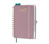 BEZEND Agenda Escolar 2026 2027 Día por Página A5 Espiral, 12 Meses de Ago.26 a Jul.27, Agenda Diaria 15,5 x 21 cm, Dia Vista con Intervalos de 30 minutos, Tapa Dura en Cuero PU - Rosa