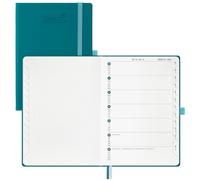 BEZEND Agenda Escolar 2026 2027 Semana Vista A5 15,5 x 21 cm, 18 Meses de Jul.26 a Dic.27, Vista Semanal con Página de Puntos, Papel de 90 GSM, Tapa Dura Cuero PU - Verde Pacífico