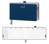 BEZEND Agenda Escolar 2026 2027 Semana Vista Pequeña, 18 Meses de Jul.26 a Dic.27, Agenda Semanal de Bolsillo 16,7 x 9,4 cm, Formato Horizontal, Borde de Oro Rosa, Tapa Dura Cuero PU, Azul Prusia