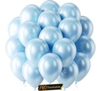 Bezente Pro Duralatex - Globos de color azul claro perlado - Paquete de 120 globos extra gruesos de 10 pulgadas para graduación, cumpleaños, revelación de género, boda, decoración de fiesta temática