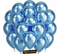 Bezente Pro Duralatex - Globos metálicos de color azul claro, paquete de 120 unidades, extra gruesos de 10 pulgadas, globos metálicos de color azul pastel para graduación, cumpleaños, revelación de