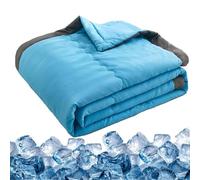 BEZHGOC Manta refrescante de verano para sudores nocturnos, sábanas ligeras, suaves y frescas, manta de hielo transpirable para personas que duermen con calor, sofá cama, 140 x 100 cm (azul)