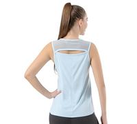 Bezioner Camiseta Deportiva Mujer Camisetas Fitnes sin Mangas Malla Camiseta de Tirantes Tops para Tenis Golf Yoga Correr Azul L