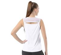 Bezioner Camiseta Deportiva Mujer Camisetas Fitnes sin Mangas Malla Camiseta de Tirantes Tops para Tenis Golf Yoga Correr Blanco XXL