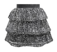 Bezioner Falda Lentejuelas Niña Falda Brillante de Carnaval Trajes para Niñas Elástico Festival Outfit Falda con Brillo Plateado 130 (120-130 cm, 7-8 años)