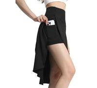 Bezioner Falda Pantalon Mujer Midi Faldas Deportivas Larga Falda Padel Ropa Tenis Golf con Pantalones Cortos y Bolsillos Negro XXL