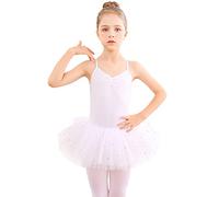 Bezioner Maillot de Danza Tutú Vestido de Ballet sin Mangas Gimnasia Leotardos Algodón Body Clásico para Niñas Blanco 110