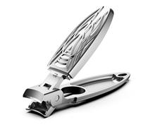 BEZOX Cortaúñas con recogedor - Cortaúñas de apertura amplia con forma inspirada en la cigarra biónica, cortaúñas portátil para uñas gruesas, cortaúñas con cubierta protectora, color plateado