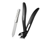BEZOX Cortaúñas ergonómico con cabeza angulada de precisión para uñas gruesas para personas mayores - Cortaúñas grandes para adultos con lima de uñas de metal para hombres y mujeres