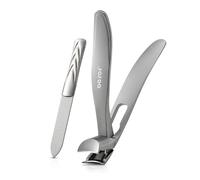 BEZOX Cortaúñas ergonómico con cabeza angulada de precisión para uñas gruesas para personas mayores - Cortaúñas grandes para adultos con lima de uñas de metal para hombres y mujeres