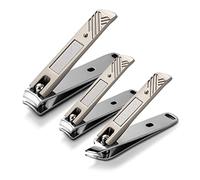 BEZOX Juego de 3 cortaúñas de acero inoxidable para uñas gruesas, cortaúñas de uñas de corte afilado y liso, adecuado para las uñas de los pies y las uñas (hoja recta/curva/biselada).