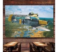 Bf 109F-2 - Póster e impresiones de aviones de combate, tapiz para colgar en la pared, bandera de la Segunda Guerra Mundial de la Fuerza Aérea Alemana de la Fuerza Aérea Militar para decoración de