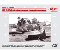Bf 109f-4 Con Personal Terrestre Alemán Kit Modelo Plástico 1:48 ICM
