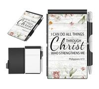 BFDHGQZC Metal Pocket Notebook with Pen, Mini Flip Memo Pad Refillable Aluminum Mini Notepad, 60 Sheets & Pen for Everyday Carry, Business, Office, Travel Gifts,Bible Philippians 4:13