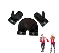 BFDSGWQ 3 Guantes para Pareja, Guantes para tomarse de la Mano, Guantes para 2 Personas para Amantes de la Amistad, Guantes de Invierno para Pareja tomados de la Mano (One Size,Black-2)