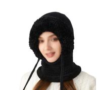 BFDSGWQ Gorro 3 en 1 con Bufanda y mascarilla para Mujer, Gorro de Punto para la Nieve, Conjunto de Gorro, Bufanda y mascarilla de Invierno con Forro Polar (Black,Talla única)