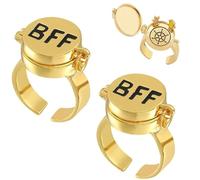 BFF Anillos 14K Gold Anime Aesthetic Best Friends Forever Ring de Amistad, 2 PCS Regalos para Mujeres y Niñas