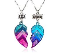 BFF Collares para 2, Best Friends Cadena con Colgante De Medio Corazón Collar De Amistad con Empalme Juego De 2 Joyería Siempre Amigos Regalos para Mujeres y Niñas