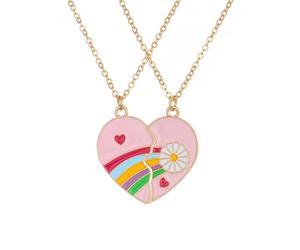 BFF Collares para 2, Best Friends Cadena con Colgante De Medio Corazón Collar De Amistad con Empalme Juego De 2 Joyería Siempre Amigos Regalos para Mujeres y Niñas-Estilo 2