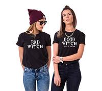 BFF T-Shirt Best Friends Mujer Niñas T-Shirt de Cumpleaños Que Simboliza La Amistad 1 Pieza（Negro-Bad-M）