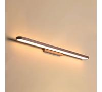 BFFGKGL Aplique de Pared con Espejo Lineal nórdico, Modo de 3 Colores, lámpara de Pared marrón Minimalista Moderna, Tira Larga de Mediados de Siglo, lámpara de Pared para tocador de baño, gabinete de