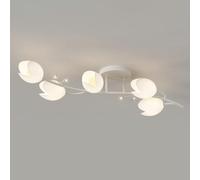 BFFGKGL Lámpara De Techo De Comedor Con Forma De Flor Moderna De 5 Luces Lámpara De Techo Con Luz De Montaje Semi Empotrada De Metal Verde Viento Crema Nórdica Lámpara De Techo De Vidrio Blanco Sputni