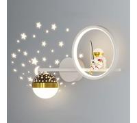 BFFGKGL Minimalismo Nórdico Astronauta Apliques De Pared LED Regulables Para Dormitorio De Niños Bola De Proyección De Estrella Luna Luz De Pared De Mediados De Siglo Lámpara Montada En La Pared De Ca