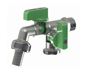 BFG Grifo con dos válvulas de drenaje Conexión de agua de 1/2 ", Con dos salidas de 1/4" con cerradura individual Conector para manguera de jardín de 15 mm incluido