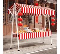 Bflcttbd Expositor para vendedores Ambulante Expositor de Mercado de 200 cm de Altura, Plegable, Rojo, for Puestos callejeros de Comida, con 59 cm de Ancho.(51.2x23.6x78.7in(130x60x200cm))